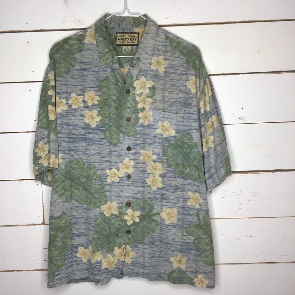 Jamaica Jaxx Hawaiian Button Front Shirt 100% Silk